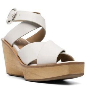 Rag & Bone Santiago Criss Cross Wedge Clog Sandal White Sz 9 US 39